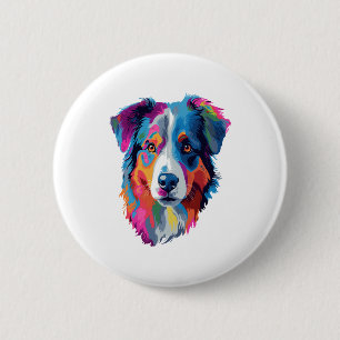 Badge Rond 5 Cm Chien berger australien coloré