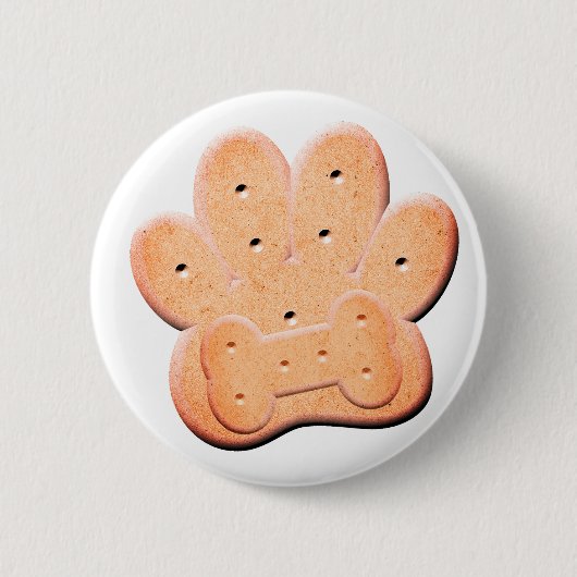 Badge Rond 5 Cm Chien Biscuit Pawprint et Bone Art (Devant)