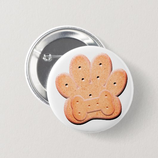 Badge Rond 5 Cm Chien Biscuit Pawprint et Bone Art (Devant & derrière)