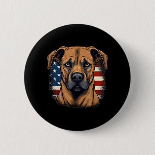 Badge Rond 5 Cm Chien Black Mouth Cur Drapeau Américain 4 Juillet