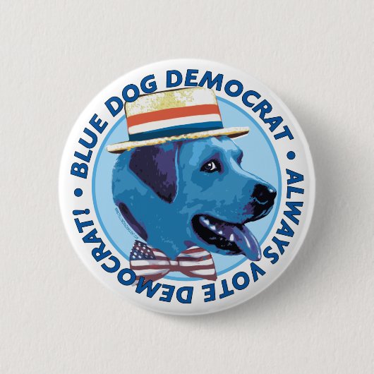 Badge Rond 5 Cm Chien bleu Démocrate. Bouton (Devant)