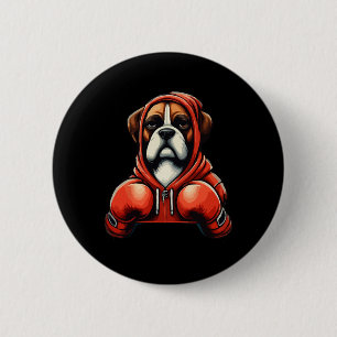 Badge Rond 5 Cm Chien boxeur de boxe ou de kickboxing drôle