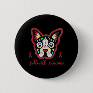 Badge Rond 5 Cm chien burgundy ruban faucille don de conscience ce
