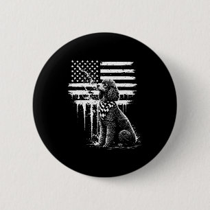 Badge Rond 5 Cm Chien caniche drapeau américain usa 4 juillet amou