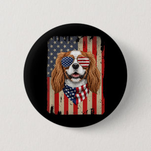 Badge Rond 5 Cm Chien Cavalier King Charles 4 juillet