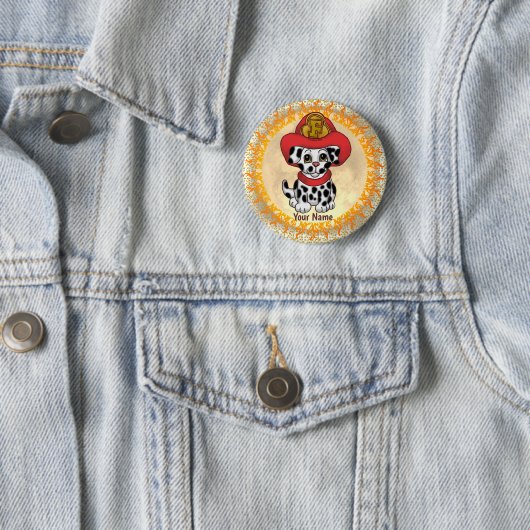 Badge Rond 5 Cm Chien Chien Chien Chien Chien Pompier nom personna (En situation)