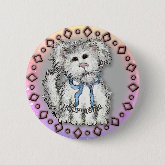Badge Rond 5 Cm Chien chiot (Devant)