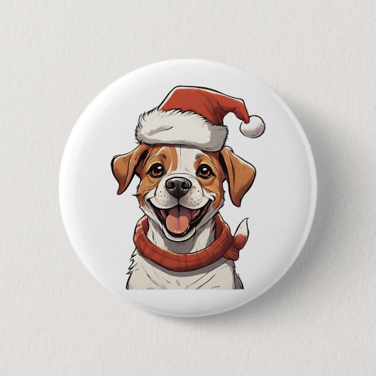 Badge Rond 5 Cm Chien chiot mignon portant le T-Shi classique Casq (Devant)