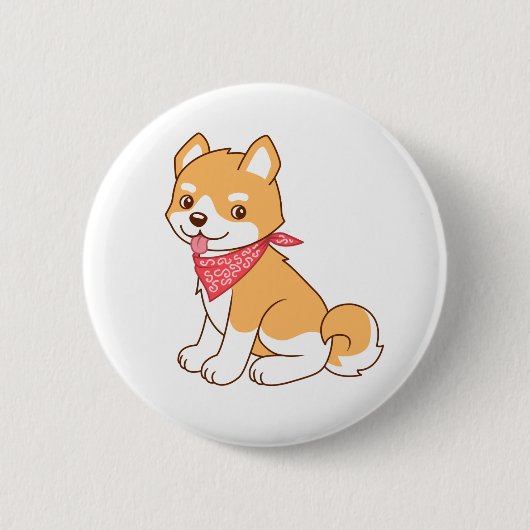 Badge Rond 5 Cm Chien chiot mignon Shiba Inu (Devant)