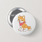 Badge Rond 5 Cm Chien chiot mignon Shiba Inu (Devant & derrière)