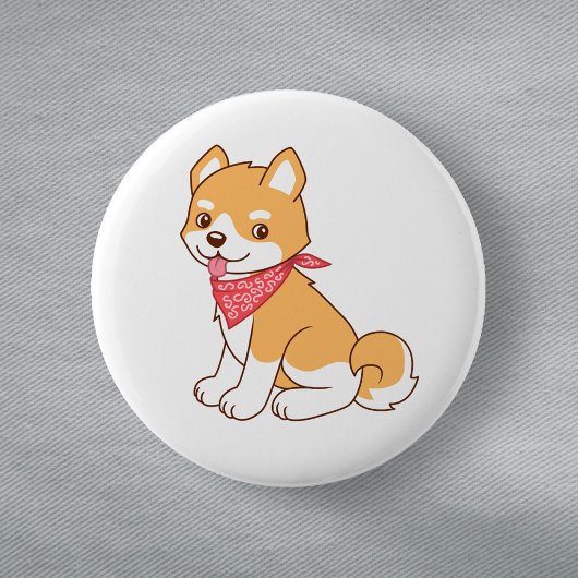 Badge Rond 5 Cm Chien chiot mignon Shiba Inu