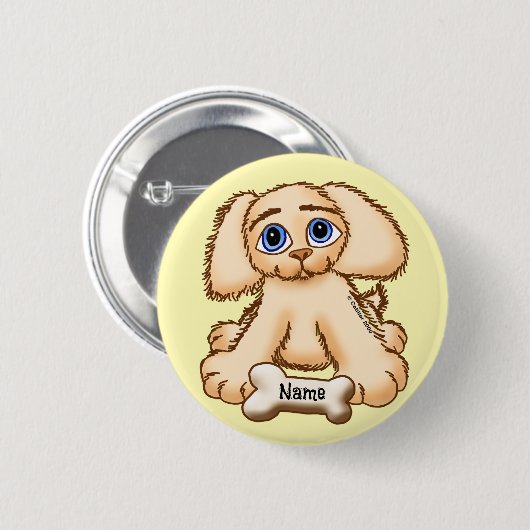 Badge Rond 5 Cm Chien chiot os (Devant & derrière)