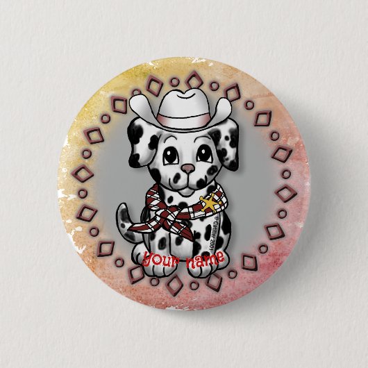 Badge Rond 5 Cm Chien chiot shérif (Devant)