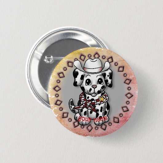 Badge Rond 5 Cm Chien chiot shérif (Devant & derrière)