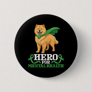 Badge Rond 5 Cm Chien Chow Chow héros pour la sensibilisation à la
