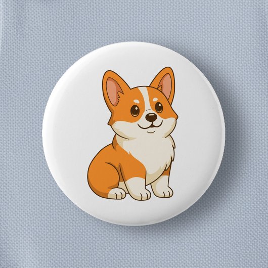 Badge Rond 5 Cm Chien Corgi Mignon