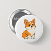 Badge Rond 5 Cm Chien Corgi Mignon (Devant & derrière)