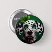 Badge Rond 5 Cm Chien dalmate en robe de la Saint-Patrick (Devant & derrière)