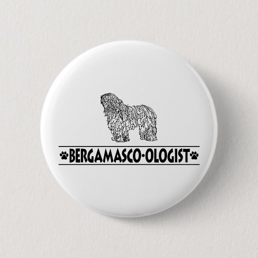 Badge Rond 5 Cm Chien de Bergamasco (Devant)