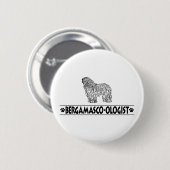 Badge Rond 5 Cm Chien de Bergamasco (Devant & derrière)