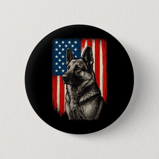 Badge Rond 5 Cm Chien de berger allemand patriotique drapeau améri (Devant)