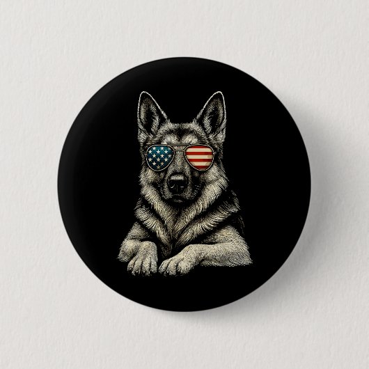 Badge Rond 5 Cm Chien de berger allemand patriotique Drapeau améri (Devant)