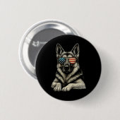 Badge Rond 5 Cm Chien de berger allemand patriotique Drapeau améri (Devant & derrière)
