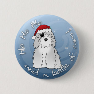 Badge Rond 5 Cm Chien de berger anglais de pirate de Père Noël