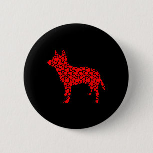 Badge Rond 5 Cm Chien de bétail australien mignon Silhouette Coeur