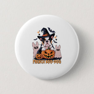 Badge Rond 5 Cm Chien de Bot Français mignon Français Halloween Ch