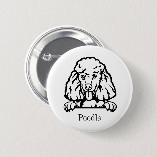 Badge Rond 5 Cm chien de caniche personnalisé (Devant & derrière)