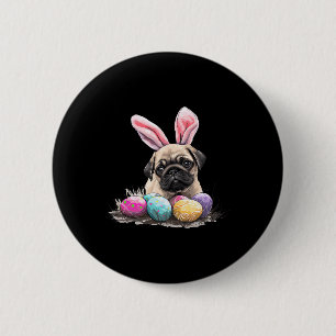 Badge Rond 5 Cm Chien de Carlin de Pâques de Pâques Chien de Carli