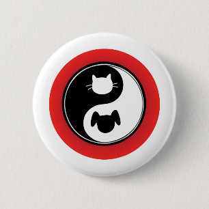 Badge Rond 5 Cm Chien de chat de Yin Yang