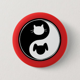 Badge Rond 5 Cm Chien de chat de Yin Yang