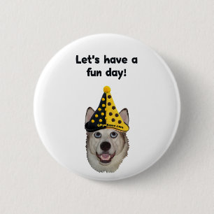 Badge Rond 5 Cm Chien de clown de jour d'amusement