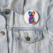 Badge Rond 5 Cm Chien de couleur mignon (En situation)
