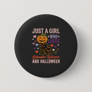 Badge Rond 5 Cm Chien de Halloween Citrouille Labrador Retriever D