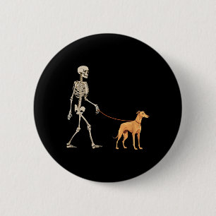 Badge Rond 5 Cm Chien de Halloween drôle de Greyhound squelette qu