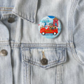 Badge Rond 5 Cm Chien de Hounds afghan dans la livraison de Noël C (En situation)