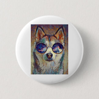 Badge Rond 5 Cm Chien de Husky !