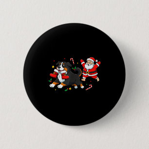 Badge Rond 5 Cm Chien de Montagne Bernois Bottes de Père Noël Noël