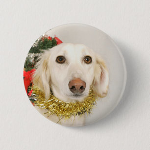 Badge Rond 5 Cm Chien de Noël 2