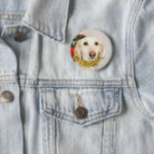 Badge Rond 5 Cm Chien de Noël 2 (En situation)