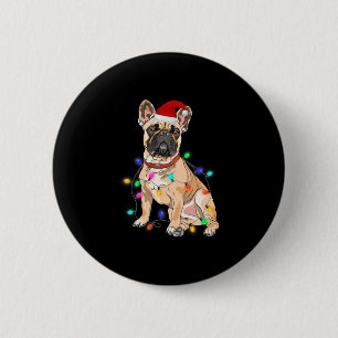 Badge Rond 5 Cm Chien de Noël Amoureux des chiens Français Lumière