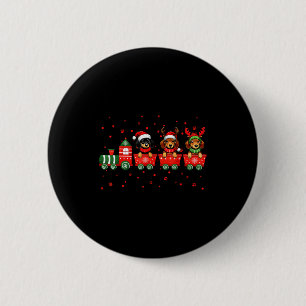 Badge Rond 5 Cm Chien de Noël teckel Lumières Santa Xmas Animal Ch