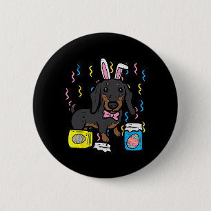 Badge Rond 5 Cm Chien de Pâques Dachsund Bunny Boeuf mignon Filles