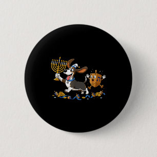Badge Rond 5 Cm Chien de pari drôle Dreidel Menorah Hanukkah Enfan