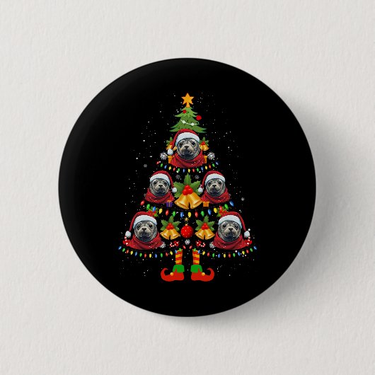 Badge Rond 5 Cm Chien de phoque des Caraïbes Santa Hat Christmas T (Devant)