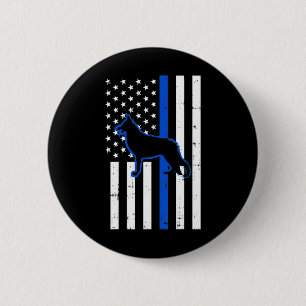 Badge Rond 5 Cm Chien de police berger allemand K9 Patriotique