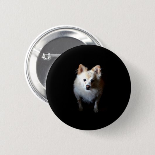 Badge Rond 5 Cm Chien de Poméranie en noir (Devant & derrière)